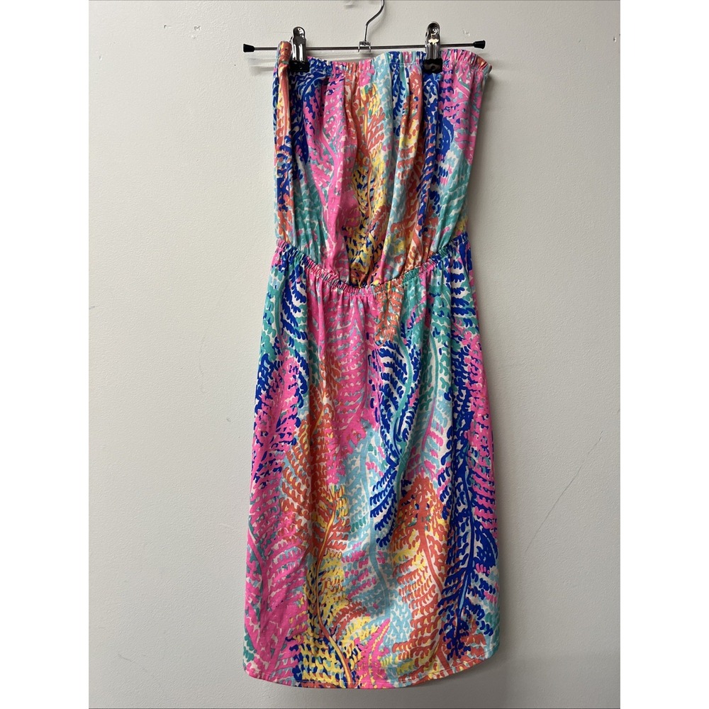 Lilly Pulitzer Windsor Strapless Dress Size XS Bennet Blue Surf Summer Beach